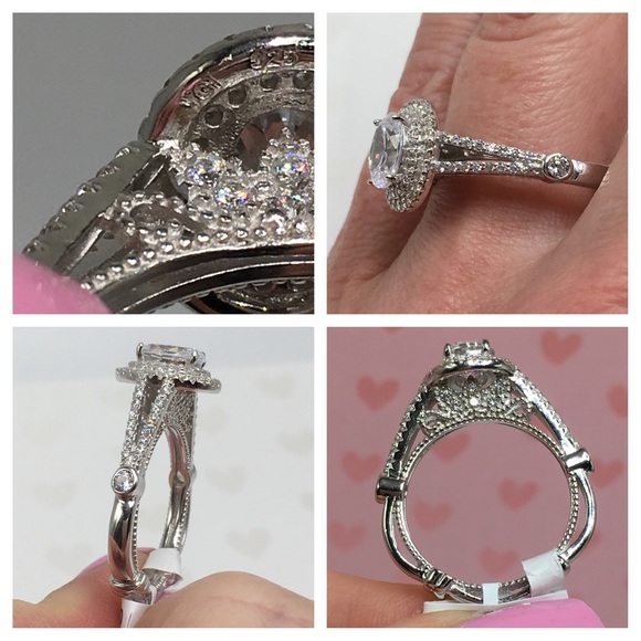 18k white gold oval wedding engagement ring 2 ct - Picture 8 of 8